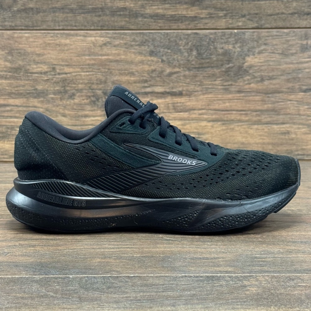 Brooks Shoes Womens 10 B Adrenaline GTS 24 Triple Black Running Athletic Workout